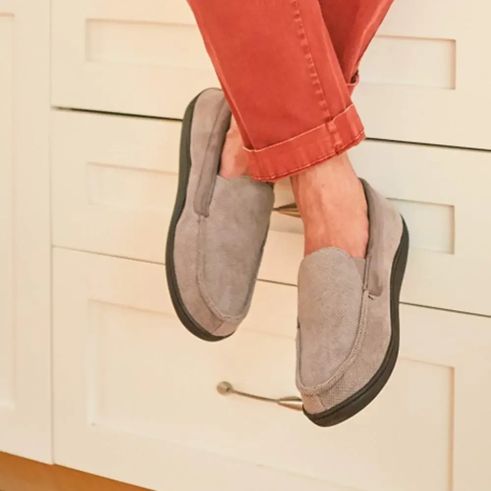 INDOOR/OUTDOOR SLIP-ON DIAMOND CORDUROY MOCCASIN WITH MEMORY FOAM COMFORT